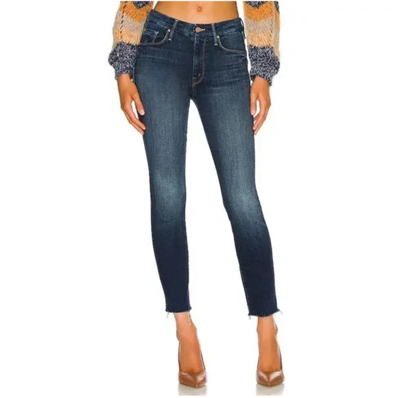Mother The Looker Ankle Fray in Gutterpunk Women's Blue Jeans - Picture 1 of 13